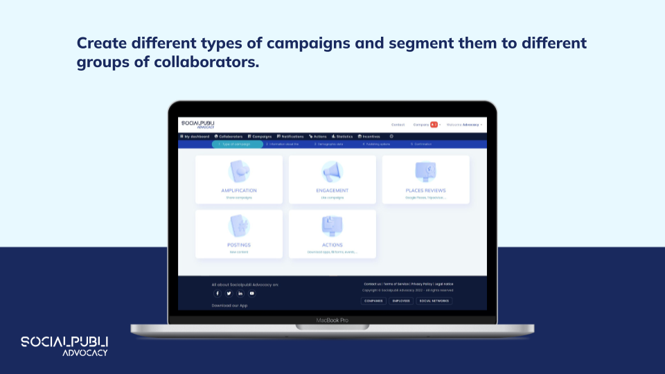 screenshot of SocialPubli Advocacy